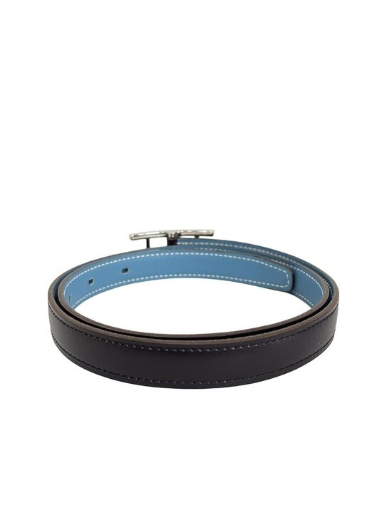 Hermes Belt 75 Hapi 3 Black Blue Jean Silver Reversible Leather main image 5
